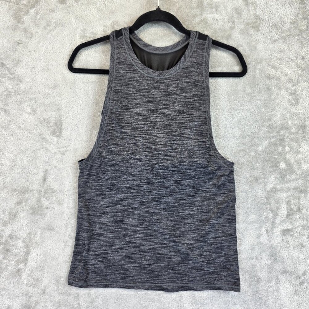 Lululemon Tank Top Womens 6 Gray No Limits Mesh Racerback Built In Bra Yoga